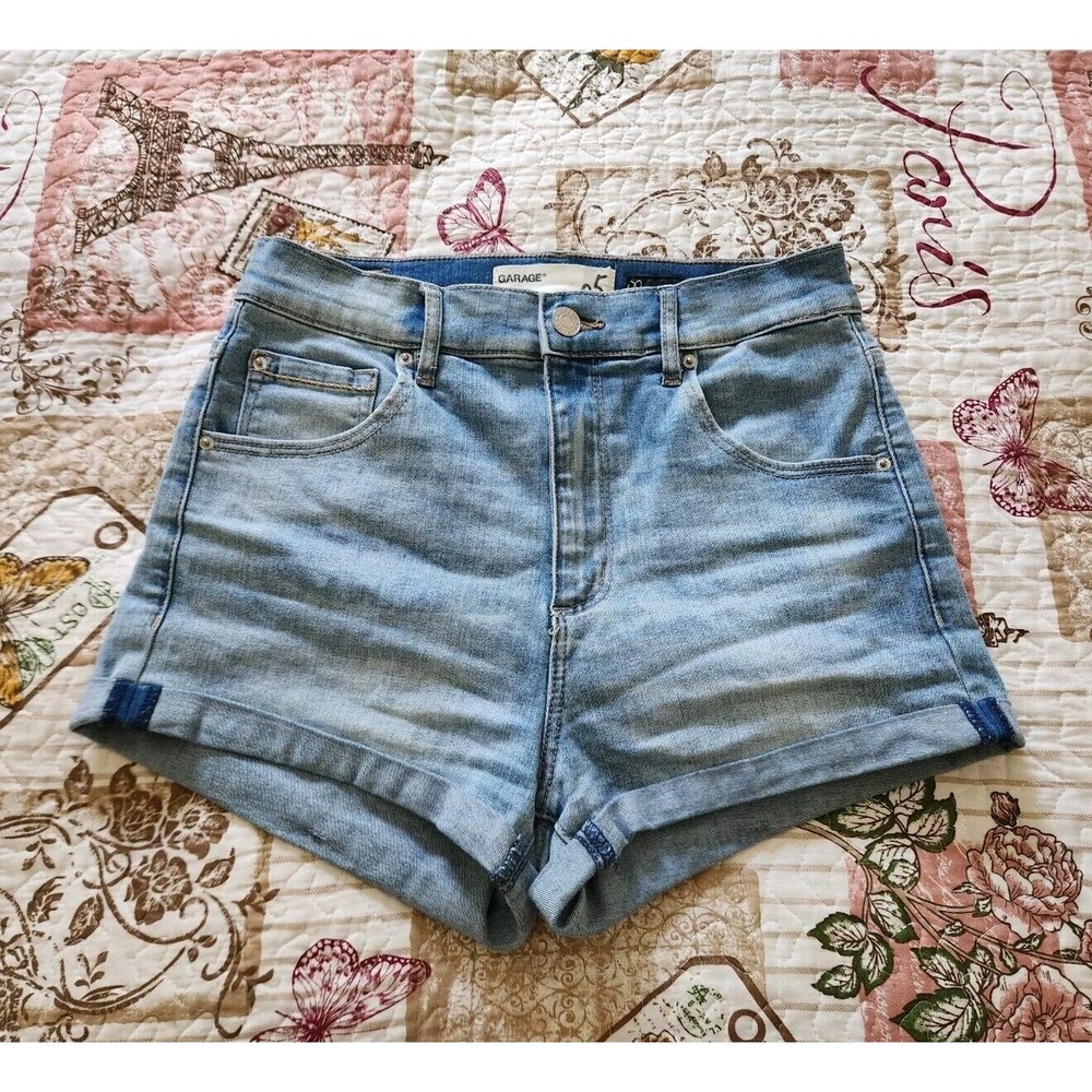 GARAGE Women's Denim Jeans Shorts Ultra High Rise Stretch Pockets Blue Size 5